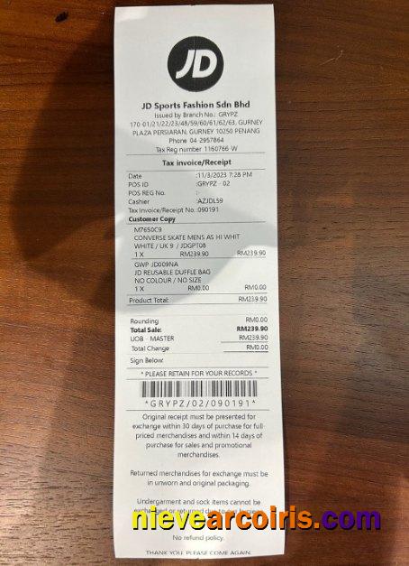 JD sports store payment check